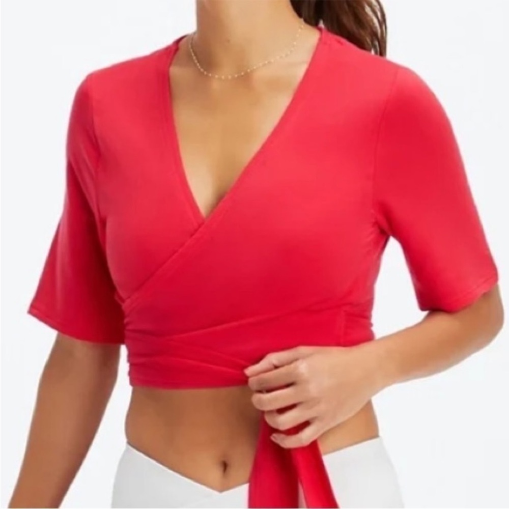 Fabletics Red Laila Wrap Top size 2X